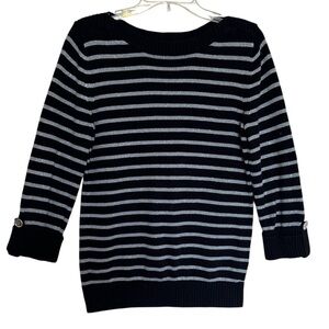 KAREN SCOTT  Womens striped Sweater ,3/4 sleeves